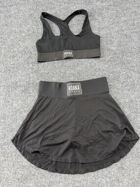 Hoaka Apparel Skirt Set Womens Small Black Sports Bra Skort Elastic Waist Yoga